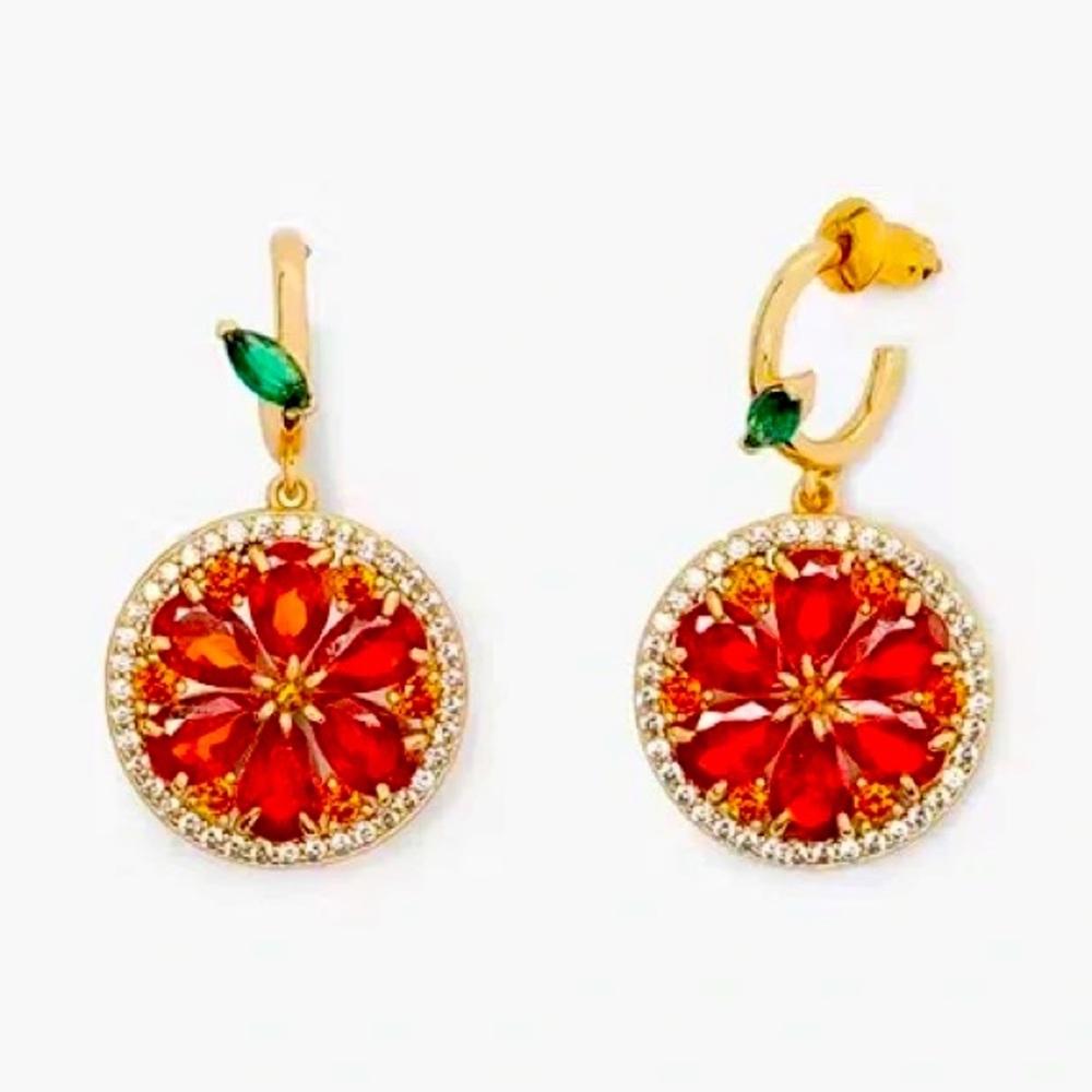 KATE SPADE NEW YORK ♠️ SWEET CITRUS 🍊 HUGGIE HOOP EARRINGS